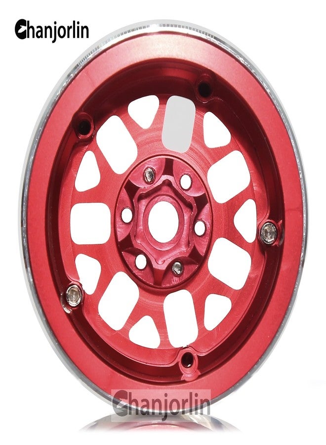 Chanjorlin 2.2 RC Beadlock Wheels Rims 12mm Hex 1/10 Aluminum Alloy Mud Slingers Hubs for 1:10 Rock Crawler Car Axial SCX10 Tamiya CC01 D90 RR10 RC4WD Gen8 Traxxas TRX4 2.2" Tires 4PCS (Red) - Image 5
